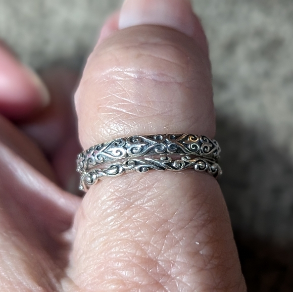 🆕Sterling Silver Carved Stack Ring. - Picture 10 of 14